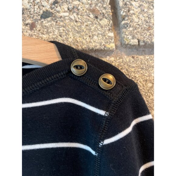 Lauren Ralph Lauren Womens Black & White Striped Top With Button Shoulder Detail - Picture 4 of 8